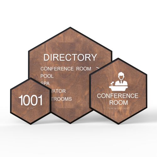 WS7696 | Hexa Wood Wayfinding Sign <strong>Minimum – 1 Piece</strong>