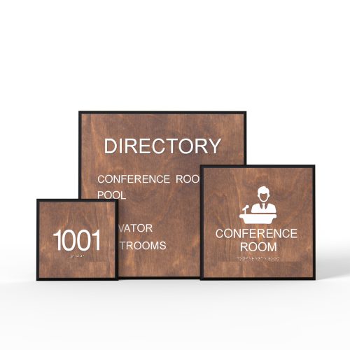 WS7701 | Quadra Wood Wayfinding Sign <strong>Minimum – 1 Piece</strong>