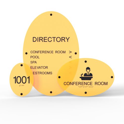 WS7654 |  Ellipso Acrylic Wayfinding Sign <strong>Minimum – 1 Piece (Any Text)</strong>